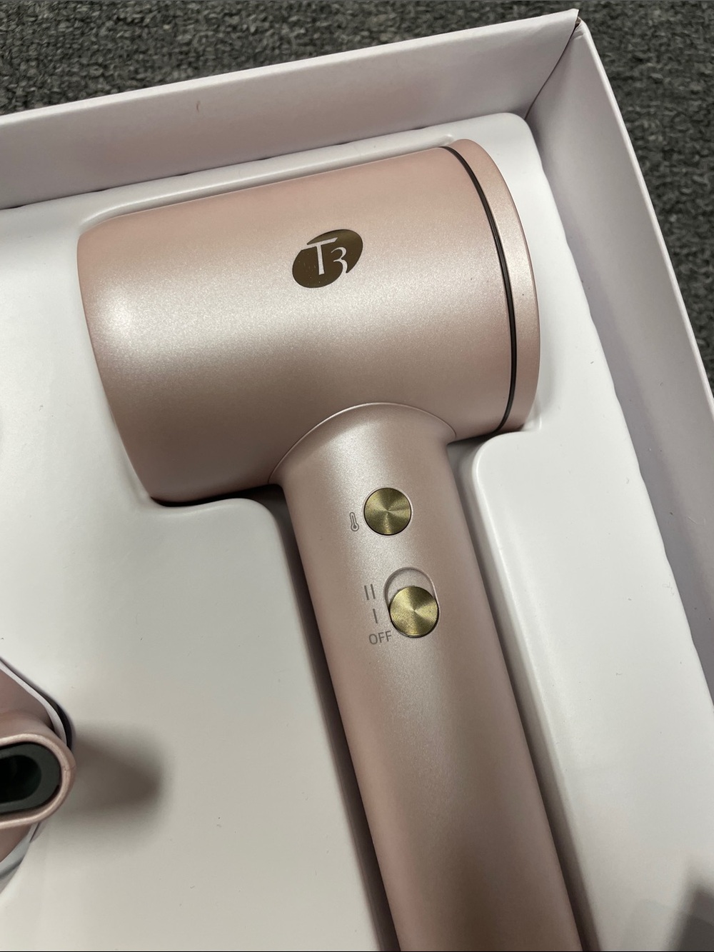 T3 Rose Gold Hair Dryer with Diffuser & Nozzle Attachments - Picture 2 of 2